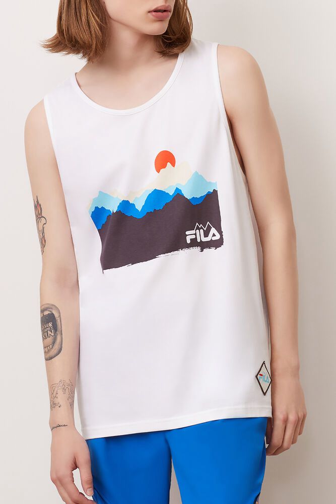 Fila Horizon Tank White T-Shirt Mens - NZ 91850-NYBW